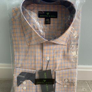 Bristol & Bull Mens Button Down Dress Shirt L 16 - 16-1/2, 32/33 NEW